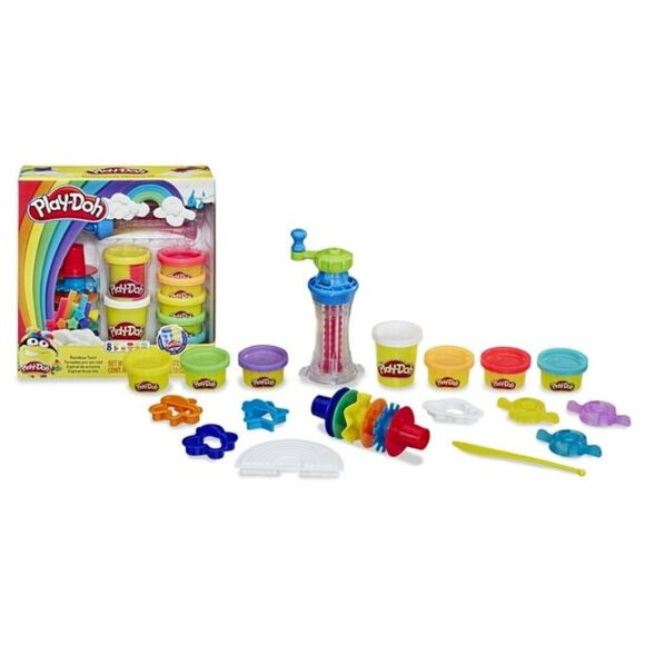 Brand New 🌈Play-Doh Rainbow Twirl Set w/8 Cans 3-in-1 Rainbow Compound - Picture 1 of 8